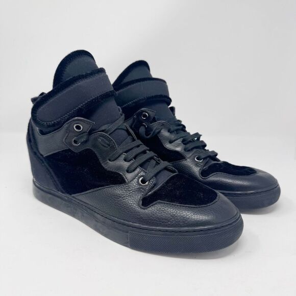 BALENCIAGA | Black Tess Velvet & Neoprene High Top Sneakers Women’s Size 38 - Picture 7 of 10